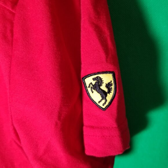 Polo Franky Max Red Yellow Ferrari Pit Crew Rugby Men Large Preppy - Picture 7 of 10